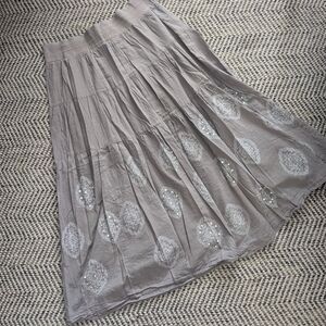 Boho Tiered Maxi Skirt Light Brown